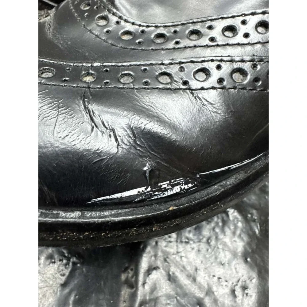 Gixus Italian Leather Lace-Up‎ Wingtip Oxford Dress Shoes Black Mens Size 42 EU